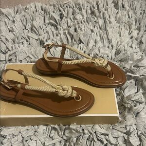 Brown and Tan Women's Sandals